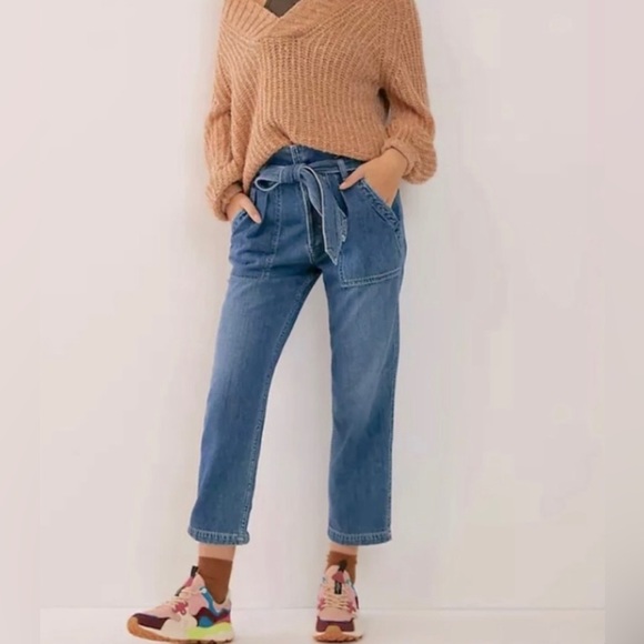 Citizens Of Humanity Denim - CITIZENS OF HUMANITY Noelle Belted Cargo Jeans High Waist Crop Blue Size 27